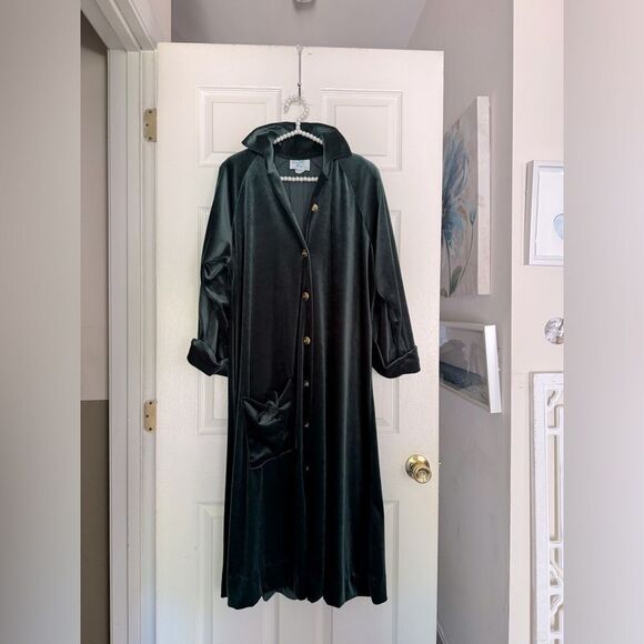 VTG CoCo Bay Miami Deep Green Velvet Swing Robe Size S M L - Picture 4 of 8